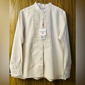 NWT Ines De La Fressange for Uniqlo Linen Blend Blouse Beige Small